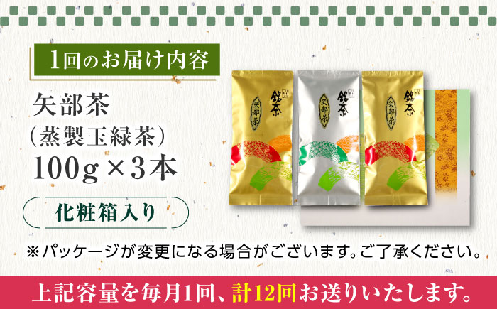 【全12回定期便】【化粧箱入り】飯開製茶 お茶 3点セット 矢部茶 玉緑茶 緑茶 熊本県産 山都町産【一般社団法人 山都町観光協会】[YAB056]