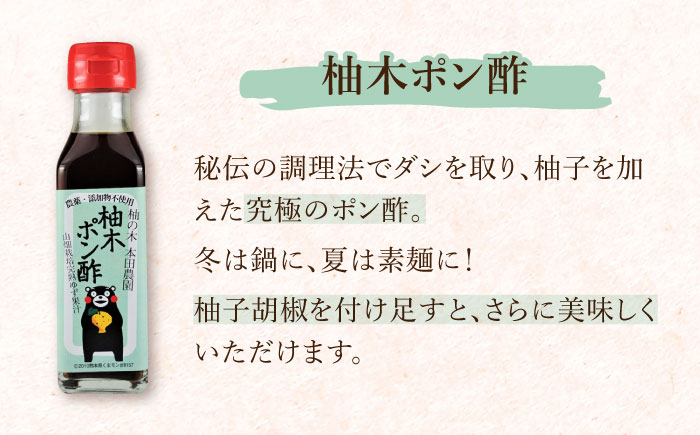 ゆずぺっぱぁ 辛口 120ml 柚木ポン酢 120ml 各2本 柚子 熊本 山都町【本田農園】[YDL004] 