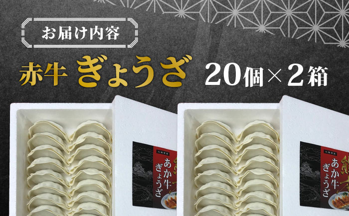 熊本県産 あか牛 ぎょうざ 20個×2箱 熊本 赤牛 褐牛 あかうし 褐毛和種 肥後 冷凍 国産 牛肉【有限会社 三協畜産】[YCG043] 