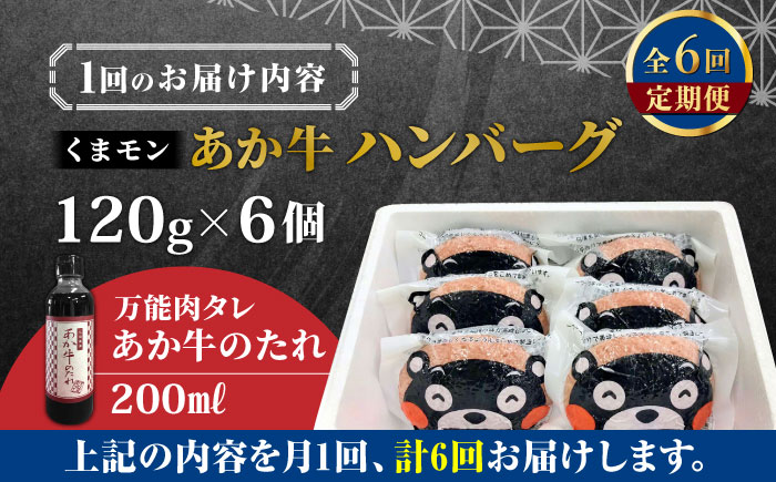 【全6回定期便】【日本ギフト大賞 受賞】熊本県産 あか牛 くまモン あか牛ハンバーグ セット 計720g ( 120g × 6個 ) 熊本和牛【有限会社 三協畜産】[YCG073]  