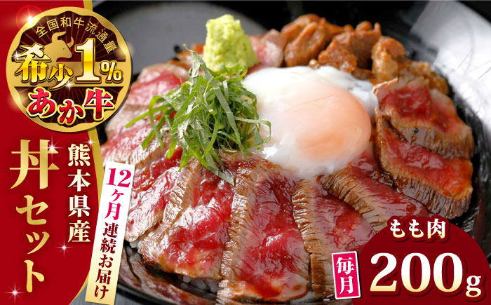 【全12回定期便】熊本県産 あか牛 あか牛丼セット モモ 200g 冷凍 専用タレ付き あか牛のたれ付き 熊本和牛【有限会社 三協畜産】[YCG089] 