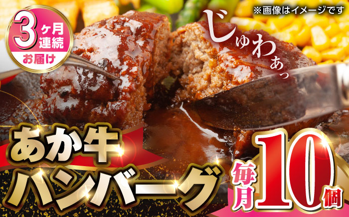 【全3回定期便】 肥後の赤牛 ハンバーグ 150g×10個 熊本 赤牛 ジューシー 褐牛 あかうし 褐毛和種 肥後 冷凍 国産 牛肉【やまのや】[YDF011] 