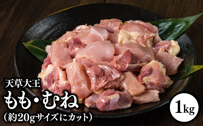 【数量限定】熊本県産 天草大王 地鶏 バーベキュー用カット肉 計1kg 鶏肉 もも むね 国産 【あそ大王ファーム株式会社】[YCF004] 