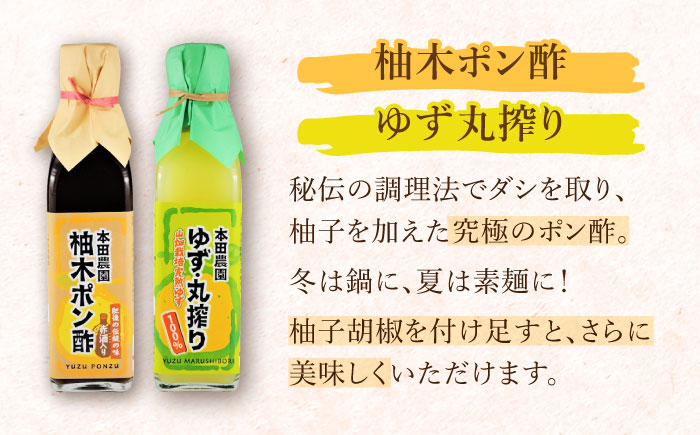 【全3回定期便】柚木ポン酢 200ml 2本 柚子丸搾り 200ml 1本 柚子 熊本 山都町【本田農園】[YDL021] 