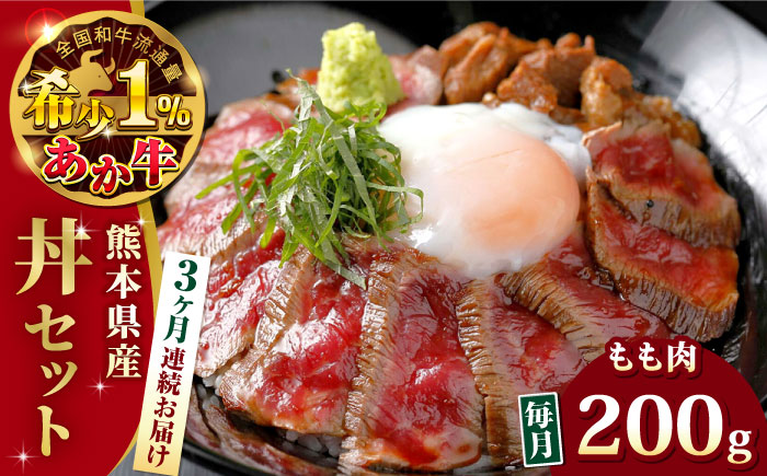 【全3回定期便】熊本県産 あか牛 あか牛丼セット モモ 200g 冷凍 専用タレ付き あか牛のたれ付き 熊本和牛【有限会社 三協畜産】[YCG055] 