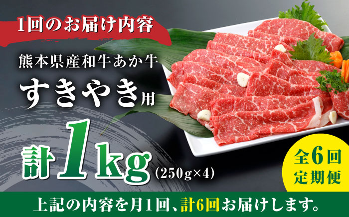 【全6回定期便】肥後の 赤牛 すきやき用 250g×4P (計1000g)【やまのや】 [YDF065]