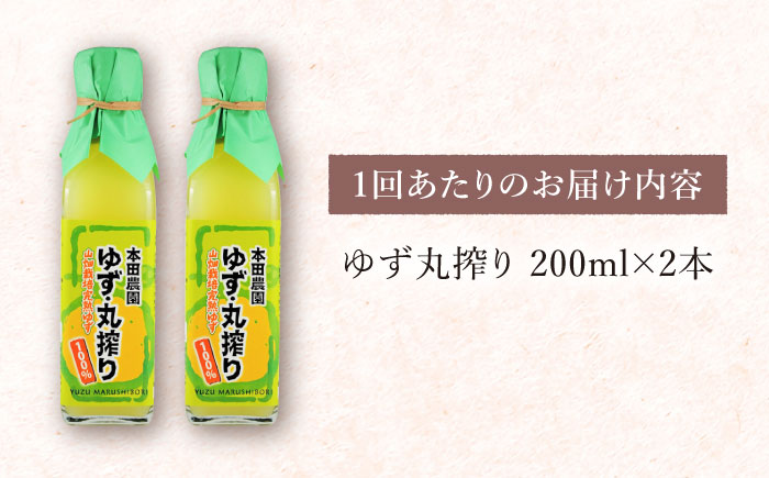 【全6回定期便】ゆず丸搾り 200ml 2本 柚子 熊本 山都町【本田農園】[YDL030] 