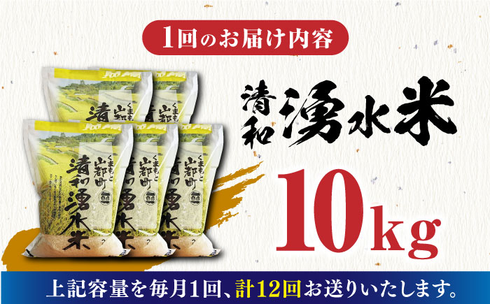 【全12回定期便】清和 湧水米 10kg【道の駅清和文楽邑 清和物産館「四季のふるさと」】[YAI046]