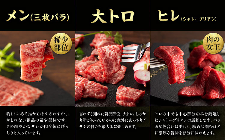 馬肉 フジチクオリジナル 希少部位 と 贅沢な ふじ馬刺し 厳選 セット 道の駅竜北《30日以内に出荷予定(土日祝除く)》 熊本県 氷川町 肉 馬肉 メン 大トロ 中トロ ヒレ シャトーブリアン ロース ランプ 上赤身 ふじ馬刺し セット 食べ比べst-p