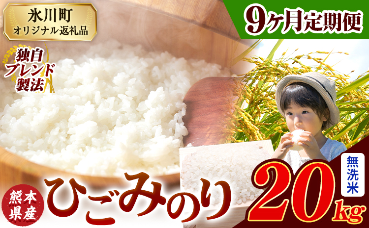 【9ヶ月定期便】ひごみのり 無洗米 熊本県産 ブレンド米 20kg   熊本県産 ふるさと納税 無洗米 精米 米 こめ ふるさとのうぜい コメ お米 おこめ《申込み翌月から発送》