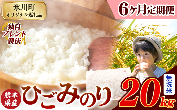【6ヶ月定期便】ひごみのり 無洗米 熊本県産 ブレンド米 20kg 熊本県産 ふるさと納税  精米 米 こめ ふるさとのうぜい コメ お米 おこめ《お申込み翌月から出荷》