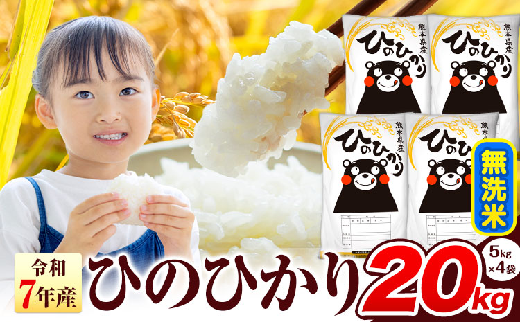 令和7年産  ひのひかり 無洗米 20kg 《7-14日以内に出荷予定(土日祝除く)》 熊本県産 無洗米 精米 氷川町 ひの 送料無料 ヒノヒカリ コメ 便利 ブランド米 お米 おこめ 熊本 SDGs