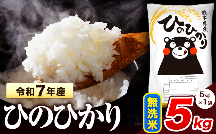 令和7年産  ひのひかり 無洗米 5kg 《7-14日以内に出荷予定(土日祝除く)予定》 熊本県産 無洗米 精米 氷川町 ひの 送料無料 ヒノヒカリ コメ 便利 ブランド米 お米 おこめ 熊本 SDGs