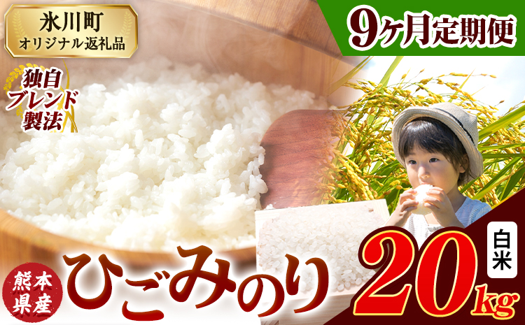 【9ヶ月定期便】ひごみのり 白米 熊本県産 ブレンド米 20kg   熊本県産 ふるさと納税 白米 精米 米 こめ ふるさとのうぜい コメ お米 おこめ《申込み翌月から発送》