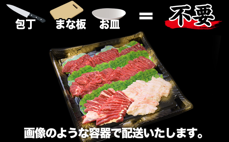 馬刺しの皿盛り(スライス)640g【熊本肥育】《30日以内に出荷予定(土日祝除く)》赤身400g/フタエゴ120g/コーネ120g(タレ5ml×6袋)