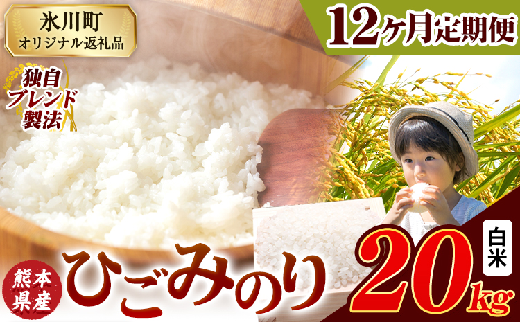 【12ヶ月定期便】ひごみのり 白米 熊本県産 ブレンド米 20kg 熊本県産 ふるさと納税  精米 米 こめ ふるさとのうぜい コメ お米 おこめ《お申込み翌月から出荷》