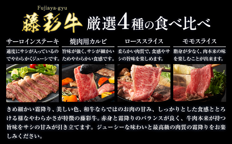 黒毛和牛 藤彩牛 厳選 4種 贅沢セット サーロインステーキ 200g カルビ 焼肉用 200g ローススライス 300g モモスライス 300g 道の駅竜北《30日以内に出荷予定(土日祝除く)》 熊本県 氷川町 黒毛和牛 サーロイン カルビ ロース モモ スライス A4〜A5等級st-p