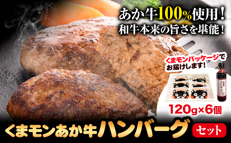 くまモン あか牛 ハンバーグ 120g×6個 あか牛のたれ付き 熊本県産 あか牛 あかうし 道の駅竜北《60日以内に出荷予定(土日祝除く)》 熊本県 氷川町 タレ付き ハンバーグ 熊本和牛 送料無料