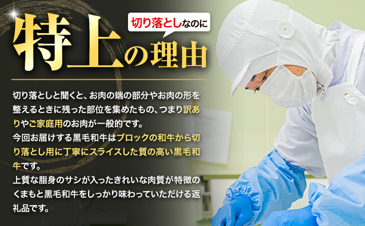 くまもと黒毛和牛 特上切り落とし ウデ・モモ 切り落とし 1000g (500gx2) 牛肉 冷凍 《30日以内に出荷予定(土日祝除く)》冷凍庫 個別 取分け 小分け 個包装 モモ スライス 肉 お肉 しゃぶしゃぶ すき焼き A5 A4