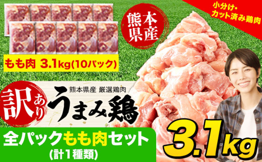 鶏肉 うまみ鶏 全パックもも肉セット(計1種類) 合計3.1kg 冷凍 小分け 《7-14日以内に出荷予定(土日祝除く)》 肉 若どり もも モモ 個包装 熊本県産 鶏肉 モモ肉 鶏モモ モモ肉 冷凍 冷凍鶏肉 冷凍モモ肉 国産 国産鶏肉 国産モモ肉 九州産 九州産鶏肉