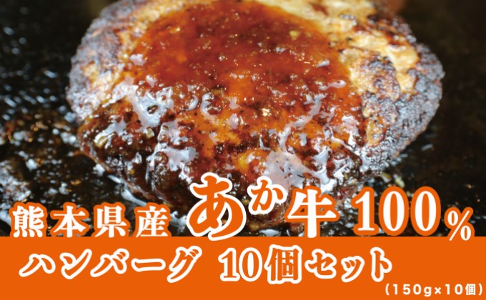 牛肉100％ 国産 冷凍 調理済み あか牛 湯煎 熊本県産 赤牛 ハンバーグ 150g×10個 G-48 和牛 九州産 送料無料 