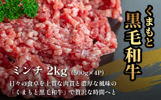 【大容量】熊本県産 黒毛和牛 ミンチ 2kg ( 500g ×4 ) 本場 熊本県 黒毛 和牛 ブランド 牛 肉 上質 くまもと 113-0505