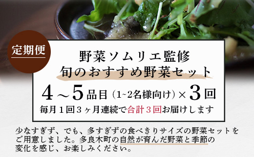 【定期便 3回】野菜ソムリエ 監修 旬の おすすめ 野菜 セット 4〜6種類 (1〜2名様向け) 3回配送 数量限定 新鮮 定期便 産地直送 季節の野菜 024-0802