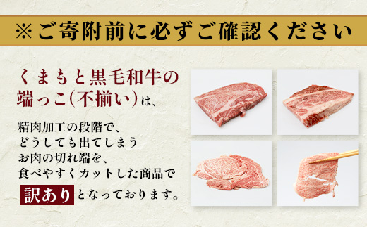 【訳あり】くまもと黒毛和牛 の 端っこ (不揃い) 切り落とし 切れ端  1kg 本場 熊本県 ブランド 牛 黒毛 和牛 上質 国産 牛肉 熊本県 大容量 冷凍 高級