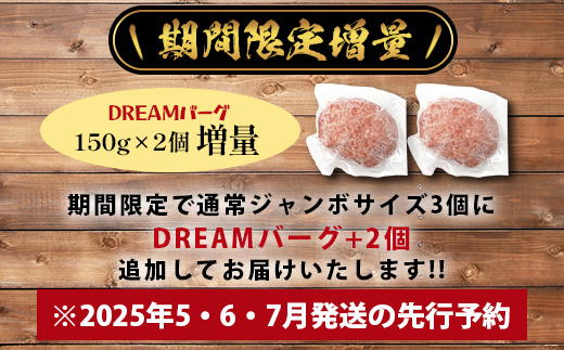 《R7.5〜9月発送 限定 増量 》くまもと 黒毛和牛 DREAMジャンボバーグ 500g×3個 + DREAMバーグ 150g×2個 【合計 1.8kg】 113-0535