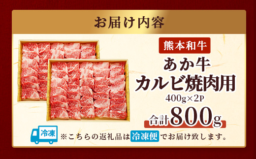 【年内お届け】熊本県産 あか牛 【 カルビ 焼肉用 800g (あか牛 バラ カルビ 400g×2)】※12月18日～28日発送※ 年内発送 年内配送 クリスマス