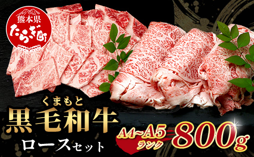 【年内お届け】A4・A5 くまもと黒毛和牛 ロース セット 計 800g ( すき焼き / 焼肉 各400g ) ※12月18日～28日発送※  本場 熊本県 ブランド 牛 黒毛 和牛 厳選 A4 等級以上  年内発送 年内配送 クリスマス