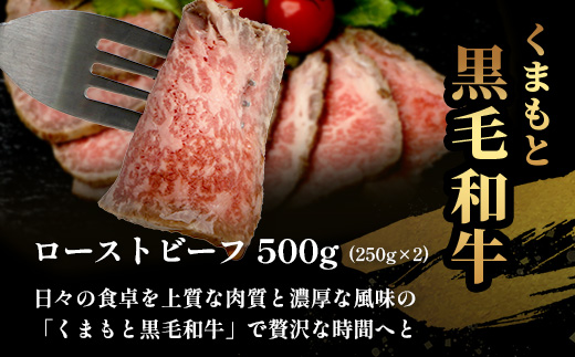 絶品! 熊本県産 黒毛和牛 ローストビーフ 500g 《 黒毛 和牛 100％ 国産 霜降り 赤身 ブランド牛 上質 ごちそう ロースト ビーフ 常備 冷凍 熊本県 》 113-0510