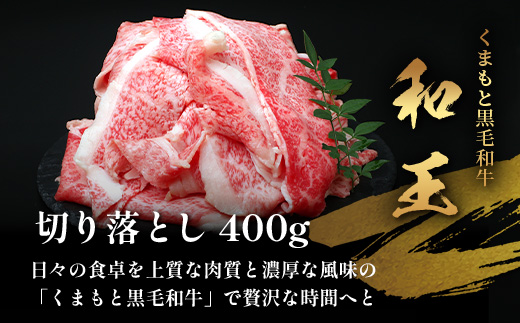 くまもと黒毛和牛【 和王 】切り落とし 400g《 ブランド牛 霜降り 上質 旨味 上級 牛肉 黒毛 和牛 国産 冷凍 A4 A5 熊本県 》113-0603