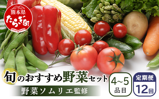 【定期便 12回】野菜ソムリエ 監修 旬の おすすめ 野菜 セット 4〜6種類  (1〜2名様向け) 12回配送 数量限定 新鮮 野菜 セット 詰め合わせ 詰合せ 定期便 1年 産地 直送 国産 旬 野菜 ひとりぐらし 一人 暮らし 夫婦 二人 024-0804