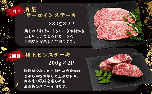 【定期便6回】くまもと黒毛和牛【 和王 堪能 定期便 】6回配送 ブランド牛 プレミアム 黒毛和牛 定期便 サーロイン ヒレ ステーキ 最上級 和牛 牛肉 国産 A4 A5 熊本県 冷凍