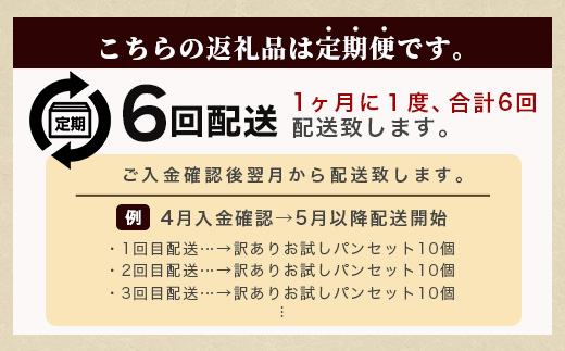 【定期便 年6回】訳あり お試し パンセット 10個 パン 冷凍パン おやつ 朝食 食べ比べ 食パン 菓子パン 惣菜パン 人気 112-0505