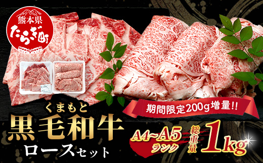 《R8.2・3月発送 限定 増量 》A4・A5 くまもと黒毛和牛 ロース セット 計 1kg ( すき焼き / 焼肉 各500g ) 本場 熊本県 ブランド 牛 黒毛 和牛 厳選 A4 A5 大容量 1キロ 肉 上質 熊本県 113-0533