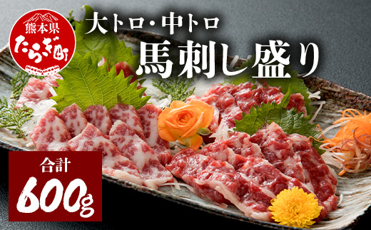 【馬刺し】大トロ 中トロ 馬刺し盛り 計600g ＜ 大トロ 100g ×3 / 中トロ 100g ×3 / 醤油 生姜 セット ＞ 霜降り 小分け 馬肉 冷凍 030-0232