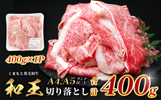 くまもと黒毛和牛【 和王 】切り落とし 400g《 ブランド牛 霜降り 上質 旨味 上級 牛肉 黒毛 和牛 国産 冷凍 A4 A5 熊本県 》113-0603