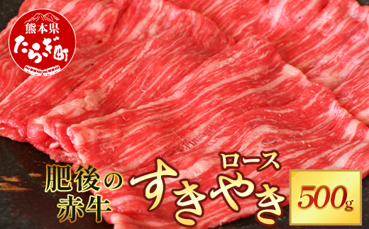 熊本県 肥後の赤牛 ロース すきやき用 500g 【 やわらかい ロース 牛肉 肉 冷凍 多良木町 肥後 特産品 すき焼き スキヤキ 和牛 赤身 スライス 】030-0708