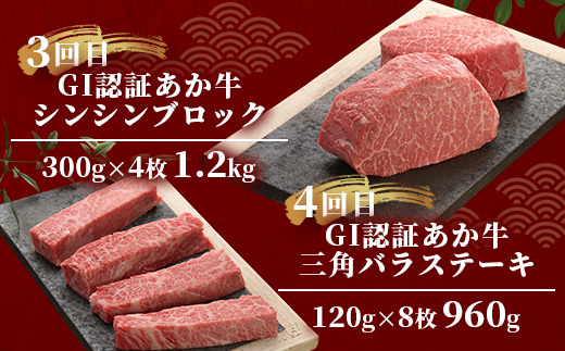 【定期便 12回】≪GI認証≫くまもと あか牛 12種 食べ比べ【家族で ご褒美 定期便】ステーキ シャトーブリアン サーロイン ランプ ミスジ リブ ロース 12回配送 ステーキ 和牛 あか牛 牛肉 赤身 肉 和牛 046-0678