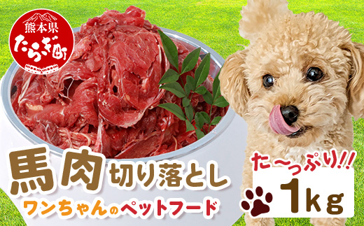 ペット用 熊本加工 馬肉 切り落とし 【1kg】 ドッグ フード 無添加 無香料 ヘルシー 高栄養 馬刺し 冷凍 1キロ お肉専門店 熊本県 国内加工 041-0501