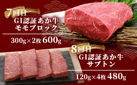 【定期便 12回】≪GI認証≫くまもと あか牛 12種 食べ比べ【ご褒美 定期便】ステーキ シャトーブリアン サーロイン ランプ ミスジ リブ ロース 12回配送 ステーキ 和牛 あか牛 牛肉 赤身 肉 和牛 046-0677