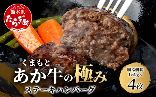 あか牛の極み・ステーキハンバーグ ( たっぷり瞬冷個装 150g×4枚入り ) 熊本 あか牛 牛肉 赤身 和牛 国産 033-0501