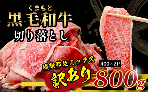 【訳あり】くまもと黒毛和牛 切り落とし 800g ( 400g ×2 ) 本場 熊本県 黒毛 和牛 ブランド 牛 肉 上質 くまもと 訳アリ 113-0502