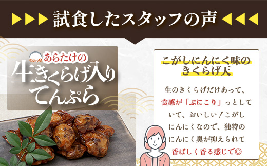 熊本グッドプロダクト賞 ! 生きくらげ入り てんぷら～焦がしニンニク入 4袋 セット 真空パック さつまあげ さつま揚げ つけあげ きくらげ キクラゲ 木耳 魚介 熊本県 多良木町 あらたけ蒲鉾店 102-0501