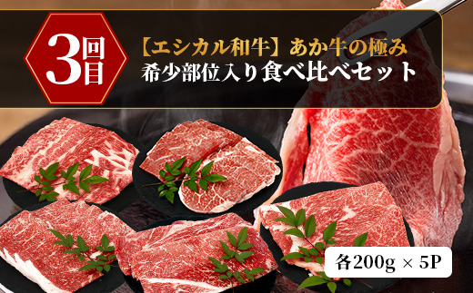 【 定期便4回 】【 エシカル和牛 】あか牛の極み お試し4回定期便 ( 合計3.6kg ) ステーキ ハンバーグ 焼肉 食べ比べ 焼肉 しゃぶしゃぶ すき焼き 熊本 あか牛 牛肉 赤身 和牛 国産 033-0508