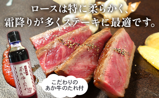 あか牛 ロース ステーキ たれ付き セット 200g×2枚 合計400g ＜あか牛のたれ200ml付き＞ 熊本県産 褐毛和種 牛肉 肉 046-0458