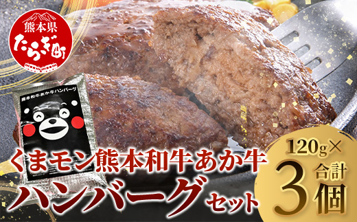 熊本県産 あか牛 100％ ハンバーグ 120g×3個 ＼くまモン パッケージ／ 牛肉 くまモン ハンバーグ あか牛 肉 熊本産 国産牛 和牛 うま味 はんばーぐ 熊本県 ギフト 母の日 父の日 お中元 046-0751