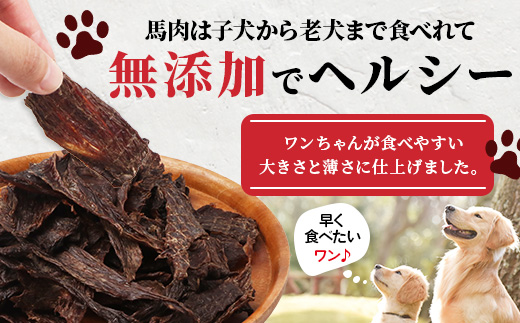 【 定期便3回 】ペット用 熊本加工 手作り 馬肉 ジャーキー 【 100g ×3回 】 ドッグ フード ペット おやつ 食事 無添加 無香料 ヘルシー 高栄養 馬肉 ペット お肉専門店 熊本県 馬肉 国内加工 041-0510